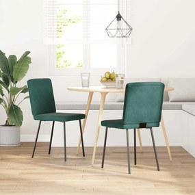 Sedie Da Pranzo 2 Pz Verde Scuro İn Velluto /