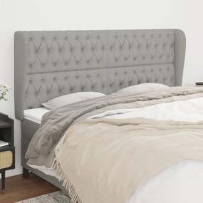 Testiera Ad Orecchio Grigio Chiaro 183x23x118/128 Cm İn Tessuto /