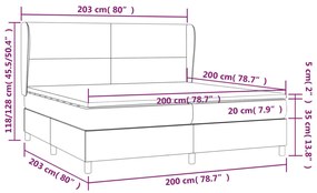 Giroletto a Molle con Materasso Nero 200x200 cm in Tessuto