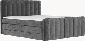 Letto boxspring in ciniglia fatto a mano con contenitore Novara, H4