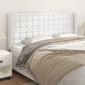 Testiera Ad Orecchio Bianca 183x23x118/128 Cm İn Similpelle /