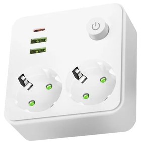 Multipresa con interruttore LINEA 2x230V + 3xUSB A/C SCHUKO bianca