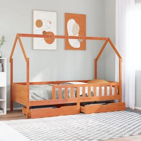 Giroletto Bambini Con Cassetti 90x200 Cm Legno Massello Di Pino /