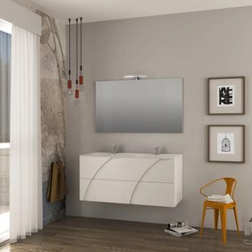 Mobile bagno da fissare con lavabo Monica L 120 x H 55 x P 46 cm frassino bianco effetto legno