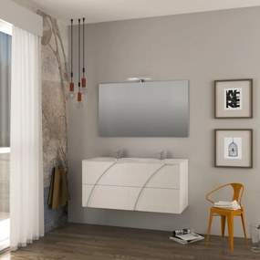 Mobile bagno sospeso Monica con lavabo in ceramica L120 x H55 x P46 cm frassino bianco, specchio non incluso