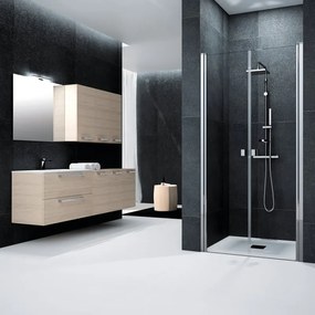 Porta doccia battente Glam L 81 x H 200cm, Sp. 6 mm in vetro vetro senza finitura / trasparente profilo cromo