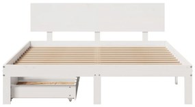 Giroletto con cassetti bianco 120x200 cm legno massello di pino