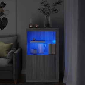 Armadietto con luci led grigio sonoma in legno multistrato