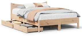 Giroletto Con Cassetti 160x200 Cm İn Legno Massello Di Pino /