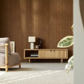 Tikamoon - Mobile TV televisore in legno di Teak con anta scorrevole
