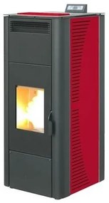 Termostufa a pellet 19 kW con ventilazione frontale King 20 Idro bordeaux