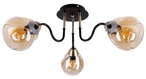 Apparecchio da soffitto con paralume in vetro in nero e oro Unica - Candellux Lighting