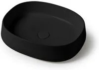 Lavabo da appoggio 50 cm ovale in ceramica nero opaco Milos