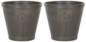 Set di 2 Vasi argilla marrone scuro ⌀ 45 cm VARI Beliani