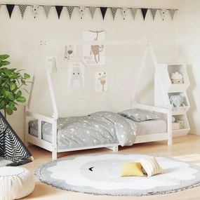 Giroletto Per Bambini Bianco 80x160cm İn Legno Massello Di Pino /