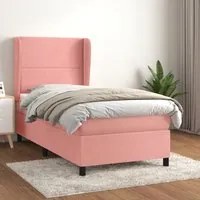 Giroletto a Molle con Materasso Rosa 90x190 cm in Velluto 3129128