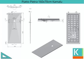 Piatto doccia 160x70 in pietra colore antracite scuro - KAMALU