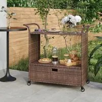 Carrello da Bar con Cassetto Marrone 100x45x97 cm in Polyrattan cod mxl 58963