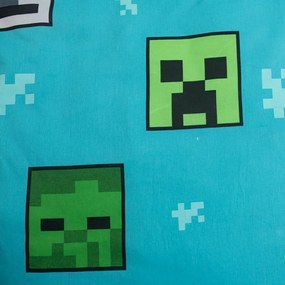 Set copripiumino e federa da bambini verde/blu in cotone per letto singolo 140x200 cm Minecraft "Mobs Here" – Jerry Fabrics