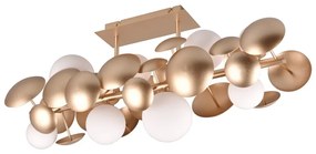 Lampada da soffitto con paralume in vetro bianco-dorato 76x22 cm Bubble - Trio Select