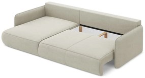 Divano angolare color crema allungabile/con contenitore (con penisola a sinistra) Nanea – Makamii