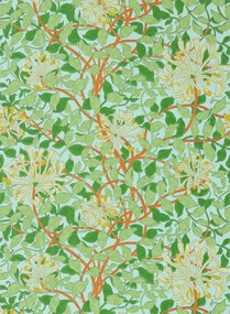 Morris & Co Tapete Honeysuckle - Sky/ Burnt Orange