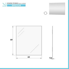 Specchio LED 50x60 reversibile con luce naturale in ABS
