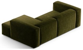 Divano angolare verde (con penisola a destra/con chaise lounge) con rivestimento in velluto a coste Bergamo – Cosmopolitan Design