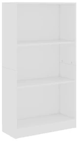 Libreria a 3 ripiani bianca 60x24x109 cm in legno multistrato