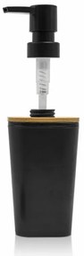 Set accessori bagno moderno in finitura nera opaca con dettagli in bambù