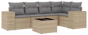 Set divano da giardino 6 pz con cuscini beige in polyrattan