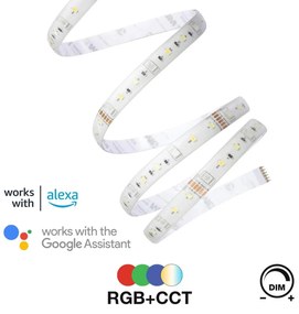 Kit Striscia LED 17W smart RGB+CCT Bianco Variabile e Dimmerabile WiFi - Amazon Alexa e Google Home Colore RGB+CCT