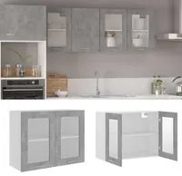 Armadio Sospeso con Vetro Grigio Cemento 80x31x60 cm Truciolato 802533