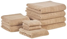 Set di 9 asciugamani cotone beige MITIARO Beliani