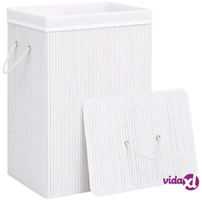 vidaXL Cesto Portabiancheria in Bambù a Sezione Singola Bianco