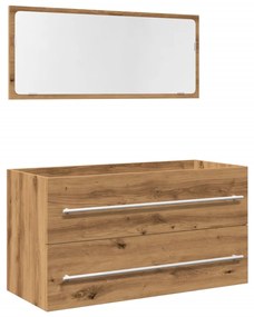 Set mobili da bagno 2 pz rovere artigianale legno multistrato