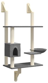 Albero per gatti con tiragraffi a parete grigio scuro 153 cm