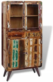 Credenza İn Legno Massello Di Recupero 90x40x190 Cm /