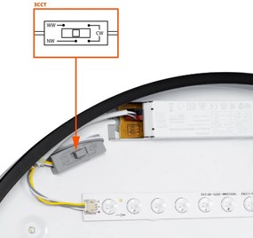 Plafoniera LED Rotonda 36W CCT Ø500mm Legno/Nero