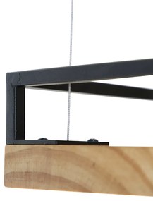 Lampada a sospensione industriale nera 4 luci legno - SHELF