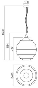 Redo 01-1845 - Lampadario a sospensione con filo SLAG 1xE27/42W/230V diametro 40 cm grigio