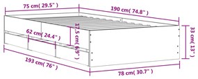 Giroletto Cassetti Rovere Sonoma 75x190 cm Legno Multistrato