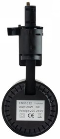 Faro LED 20W Trifase Nero 60°, 120lm/W, CRI92, no Flickering - BRIDGELUX LED Colore  Bianco Naturale 4.000K