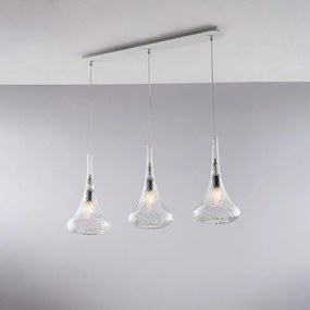 Lampadario Binario Contemporaneo Nemesi Metallo Trasparente 3 Luci E27