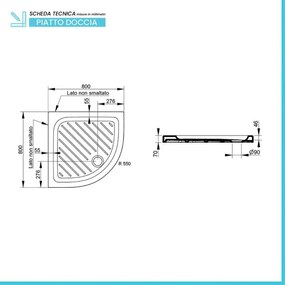 Piatto doccia 80x80 semicircolare in ceramica bianco Dolomite Gemma