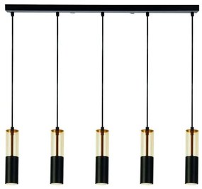 Merrygold 5lt bar pendant - metallo nero e acrilico ambra