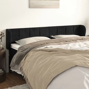 Testiera Ad Orecchio Nera 163x23x78/88 Cm İn Velluto /
