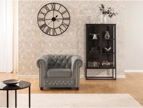 Poltrona chesterfield grigia con rivestimento in velluto York Blik – Ropez