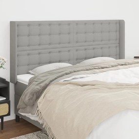 Testiera Ad Orecchio Grigio Chiaro 163x16x118/128 Cm İn Tessuto /