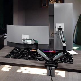 Supporto Doppio per Monitor da 49 Pollici Grigio e Nero RGB X-Arm Dual